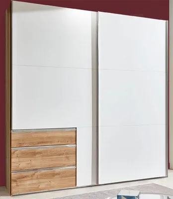 Produktbild von Schwebetürenschrank Level Kleiderschrank 200cm plankeneiche weiß