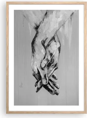 Produktbild von Gerahmtes Poster - Rahmen in heller Eiche - Handschriftlich Hände Schwarzweiß - 50x70 cm - Wand Bild - Wanddeko - Wandbilder - Kunstposter - Wandposter - Bilderrahmen - Bilder - P2NPA50x70-4566