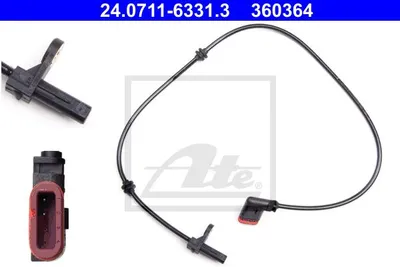 Produktbild von ATE ABS Sensor Raddrehzahl Hinten passend für MERCEDES-BENZ S-Klasse Limousine (W221) 24.0711-6331.3