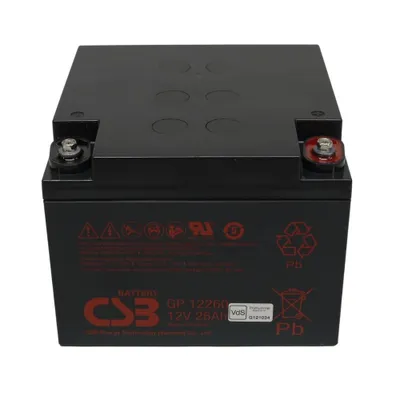 Zdjęcie produktu dla CSB GP12260, akumulator AGM, 12V, 26Ah, gwint wewnętrzny M5