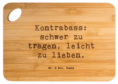 Produktbild von Mr. & Mrs. Panda Schneidebrett Spruch Kontrabass Liebe - Transparent - Geschenk, Musiker, Jazzbands, Holzbrett, schneidbrett, Lernen, Instrument, Frühstücksbrett, Herz