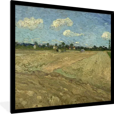 Produktbild von MuchoWow® Gerahmtes Poster Gepflügte Felder - Vincent van Gogh 40x40 cm - Poster mit Schwarzem Bilderrahmen Wandposter Rahmen Foto Bilder - Mit Rahmen - Wanddekoration Schlafzimmer