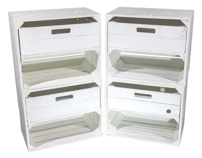 Produktbild von 4er Set neues weißes /shabby Chic Wandregal mit Schublade 50cm x 40cm x 30cm Regalkiste Obstkisten/Weinkisten Holzkiste Regal