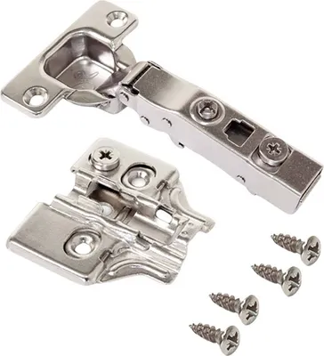 Produktbild von Emuca Kit von 20 Topfscharniere X91N Eckanschlag mit Anschraubplatte, Höhe 0, Stahl, vernickelt