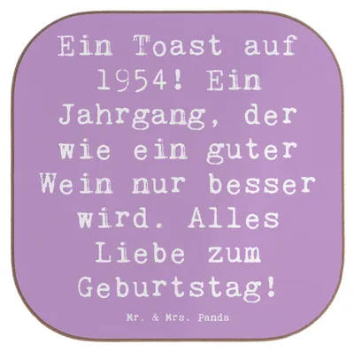 Produktbild von Mr. & Mrs. Panda Tassenuntersetzer Spruch 1954 Geburtstag - Lavendeltraum - Geschenk, Feiern, 50er Jahre, Coaster, Untersetzer Tasse, Gläser, Alter, Jahrgangswein, für
