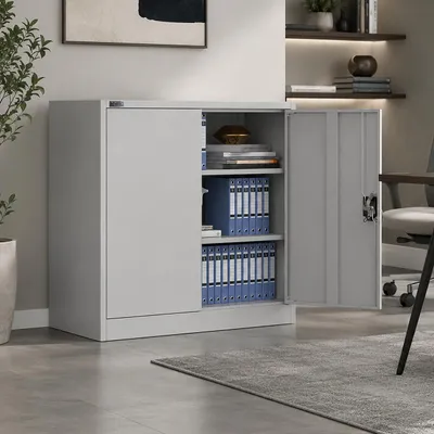 Produktbild von Makika Aktenschrank / Büroschrank abschließbar 40x90x90cm in Hellgrau