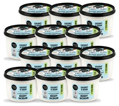 Productafbeelding van 12 x Organic Shop Hydraterende Body Scrub Kokos - Diep voedend - 250 ml - Voordelige verpakking - 12 stuks