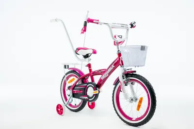 Zdjęcie produktu dla ROWER DZIECIĘCY BMX 16 GERMINA rowerek dziewczęcy z kółkami bocznymi i prowadnikiem