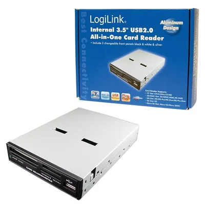 Produktbild von LogiLink Cardreader 3,5" USB 2.0 internal 54-in-1 with USB Front, 3.5 Zoll, USB 2.0, 480 Mbit/s, Weiß