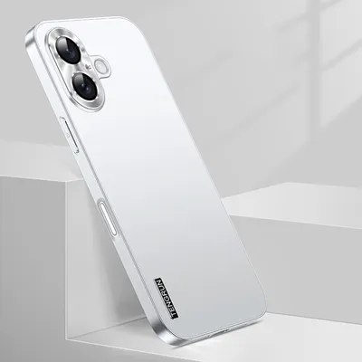 Immagine prodotto di Per Apple iPhone 16 Plus Custodia per cellulare con design in metallo opaco raffinato, colore argento