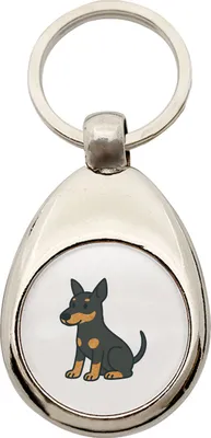 Produktbild von Huuraa Schlüsselanhänger Manchester Terrier Comic Manny Metall Schlüsselring Einkaufswagenchip Geschenkidee