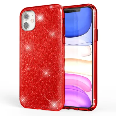 Zdjęcie produktu dla Etui na telefon komórkowy NALIA z brokatem kompatybilne z iPhone 11, etui na telefon komórkowy z brokatem w kolorze czerwonym