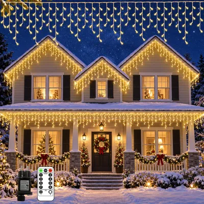 Eisregen-Lichterkette 20 m, 560 LEDs, warmweiß