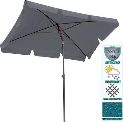 Immagine prodotto di Ombrellone da balcone 200x125cm ombrellone da balcone rettangolare pieghevole grigio ombrellone da giardino UV