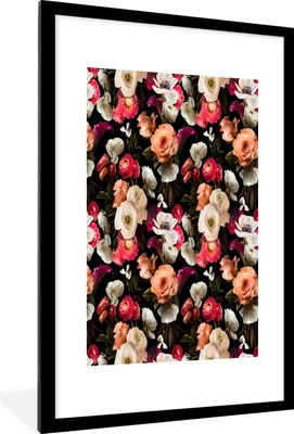 Produktbild von MuchoWow® MuchoWow® Gerahmtes Poster Blumen - Rosen - Farben 60x90 cm - Poster mit zchwarzem Bilderrahmen - Dekoration - Wandposter Wohnzimmer - Hochwertig