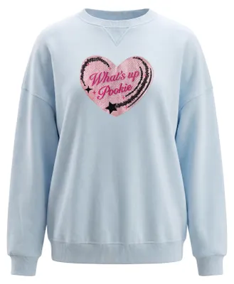 Produktbild von Damen Sweatshirt blau Größe M mit regulärer Passform und klassischem Rundhalsausschnitt