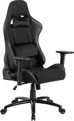 Produktbild von Ergonomischer Gaming-Stuhl Schwarz, 150 kg, verstellbare Rückenlehne, Nacken- & Lendenstütze, 124-132 cm