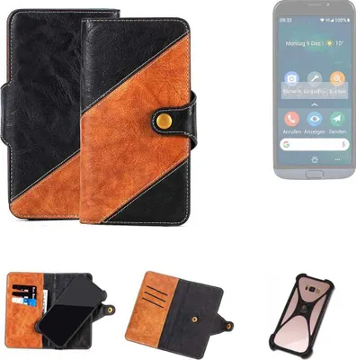 Produktbild von K-S-Trade Handyhülle Schutzhülle Bookstyle Case Wallet-Case kompatibel mit Doro 8050 Handy Cover Bumper Klapphülle schwarz hellbraun 1x