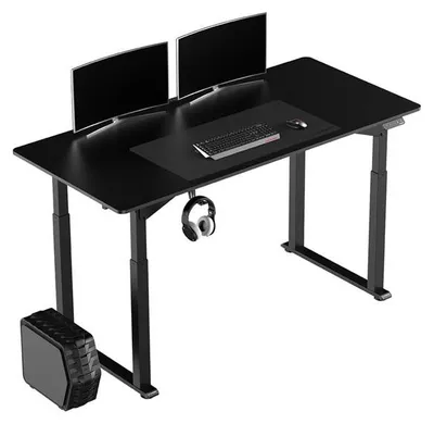 Image de Table de travail, hauteur réglable électriquement, plateau noir, 160X75 cm, 74-116 cm, UPLIFT, avec piètement XXL