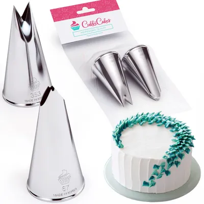 Imagen del producto de CukkiCakes, set de 2 boquillas profesionales para decorar pasteles (modelos 352 y 67)