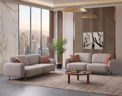 Zdjęcie produktu dla Elegancka sofa dwuosobowa do salonu, nowoczesny, kolor szary