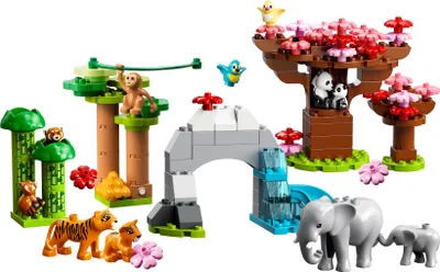 Produktbild von LEGO 10974 DUPLO Wilde Tiere Asiens, Spielzeug-Set aus Bausteinen mit Sound und Tierfiguren, mitunter Elefant, Panda und Tiger, inkl. Spielmatte, Geschenk für Kleinkinder, Mädchen und Jungen ab 2