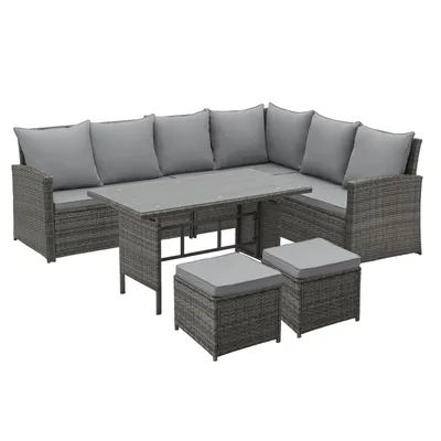 Produktbild von SVITA Monroe Garten-Lounge Set Polyrattan Lounge-Möbel Sitzgruppe Garten Grau