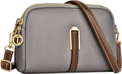 Immagine prodotto di TEUEN Borsa a tracolla Ladies Leather Crossbody Shoulder Bag Zip Grey