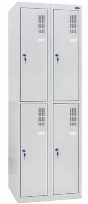 Zdjęcie produktu dla UHL-MASH Szafa Metalowa Ubraniowa SOM-300/2-4 op 180x60x50cm Socjalna BHP Pracownicza Szkolna Do szatni 4 Komorowa/Skrytkowa Otwory wentylacyjne Szara