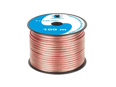 Immagine prodotto di Cavo per altoparlanti CableTech 2x6mm² CCA flessibile 1 metro rosso-trasparente