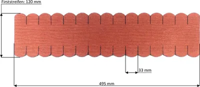 Produktbild von 3 Streifen Dachschindeln Biberschwanz (33 mm) - First rot