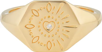 Produktbild von cai Ring 925 Silber vergoldet Siegelring Hexagon Tattoo