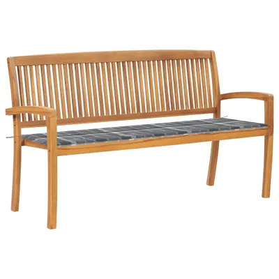 Produktbild von Stapelbare Gartenbank mit Auflage 159 cm Massivholz Teak