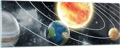 Produktbild von Bilder auf glas - Kosmos Planet - 90x30cm - Glasbilder - Wandbilder - Bilder - Kunstdruck - zum Aufhängen bereit - Wanddekoration aus Glas - Glas Bilder - Wandbild auf Glas - Einteilig - GAB90x30-3646