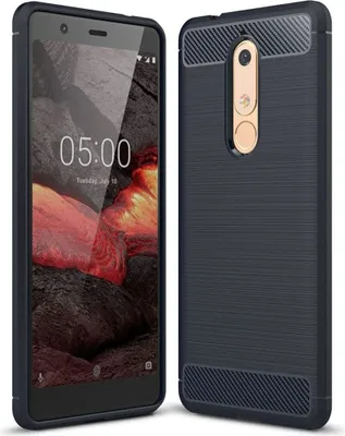 Produktbild von Nokia 5.1 Hülle Silikon Blau Carbon Optik Case TPU Handyhülle Bumper