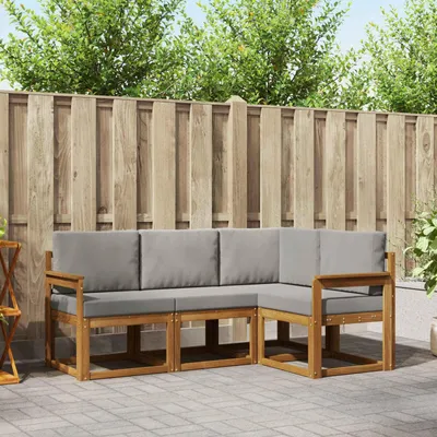 Produktbild von Outdoor-Sofagarnitur - VIDAXL - Terrassen-Sofa - mit Kissen - 4 pcs - Natürlich und Hellgrau