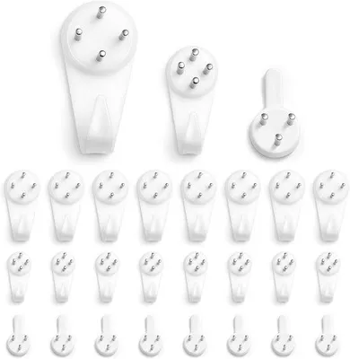 Immagine prodotto di Ganci da parete invisibili per quadri, ganci per cornici, per appendere quadri, foto e specchi (24 pezzi – 3 formati)