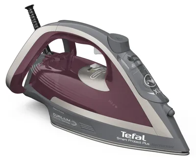 Produktbild von Tefal Dampfbügeleisen Smart Protect Plus, 2800W, Durilium Airglide Bügelsohle, weinrot/grau