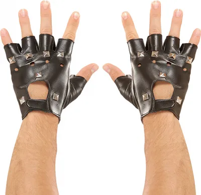 Produktbild von Punkrock & Biker Handschuhe mit Nieten als Kostümzubehör