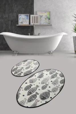 Produktbild von Mijolnir, Fish Djt - White, Badematten, Mehrfarbig, Polyester, 60 x 100 cm