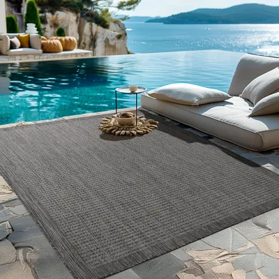Produktbild von Homebyhome In & Outdoor Teppich Terrasse Balkon Küchenteppich Wetterfest Sisal Optik Flachgewebe Einfarbig mit Struktur, Grösse: 160x230 cm