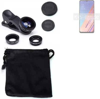 Produktbild von K-S-Trade Smartphone Kamera Linsen Set Kompatibel mit Oppo Reno3 Vitality Edition 3in1 Clip-On Kamera Adapter Macro Weitwinkel FishEye Fischauge