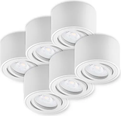 Zdjęcie produktu dla Zestaw 6 reflektorów sufitowych, obrotowych, LED, moc 1,9W, barwa światła: ciepła biel (3000K), napięcie: 230V, kolor: biały, montaż powierzchniowy