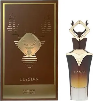 A product shot of a perfume bottle and its packaging.