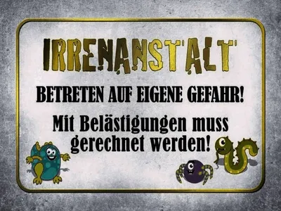 Produktbild von vianmo Holzschild 30x40 cm Irrenanstalt betreten Gefahr