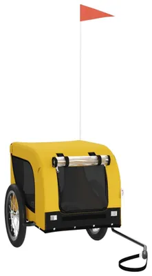 Image de vidaXL Remorque pour vélo Chiens Jaune et noir Tissu Oxford & fer
