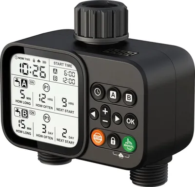 Produktbild von Garten Bewässerungstimer mit 2-Zonen, LCD Display & Regenverzögerung, automatische Bewässerung, wasserdicht & kindersicher