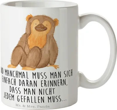 Produktbild von Mr. & Mrs. Panda Kaffeetasse Affe - Weiß - Geschenk, Affen, Motivation, Trinkbecher, Wildtiere, Teetasse, Selbstliebe, Dekotasse, Kaffeebecher, Selbstbewusstsein, Liebe