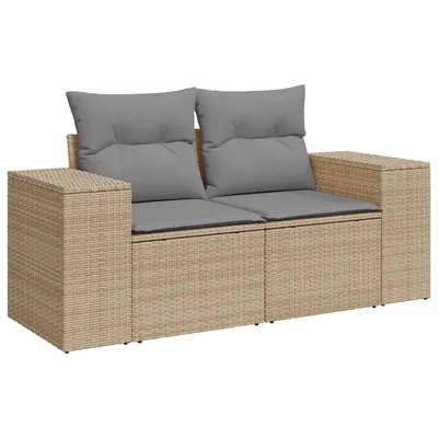 Immagine prodotto di vidaXL Divano da giardino con cuscini 2 posti Beige poly rattan