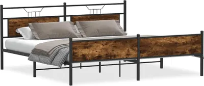Immagine prodotto di vidaXL Letto in metallo senza materasso rovere fumé 200x200 cm